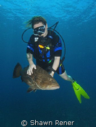 Diver with very friendly Grouper.
Sea & Sea DX 1G by Shawn Rener 